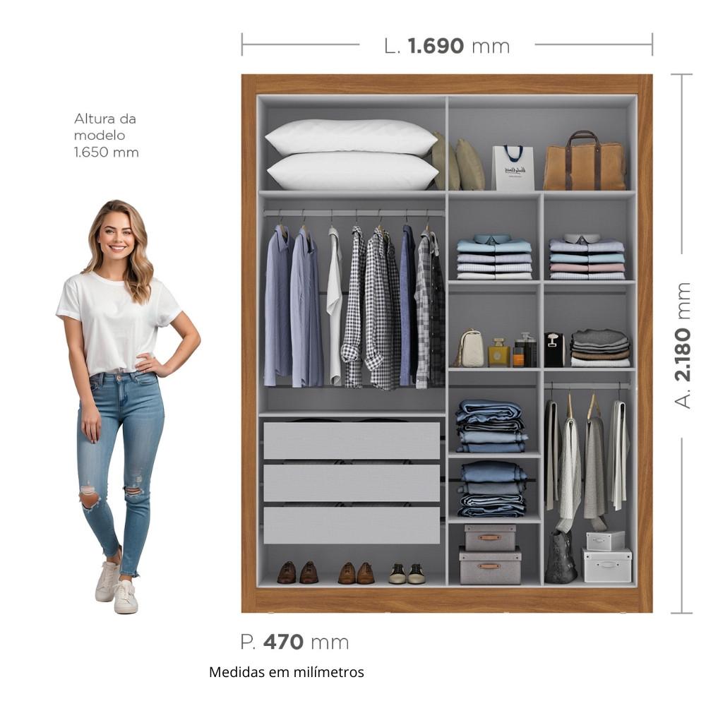 Guarda Roupa Solteiro 4 Portas Cannes Maxel Móveis - 4