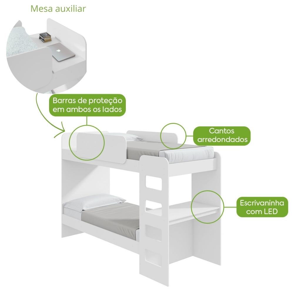 Beliche com Escrivaninha e Led Olga Lopas - 5