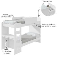 Beliche com Escrivaninha e Led Olga Lopas - 3