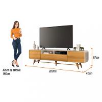 Rack para TV até 85 Polegadas 3 Portas com Pés de Madeira Época HB Móveis - 3