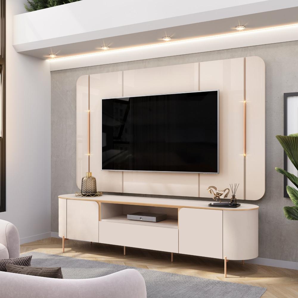 Rack com Painel para TV até 75 Polegadas LED 2 Portas 100 MDF Areta DJ Móveis - 1