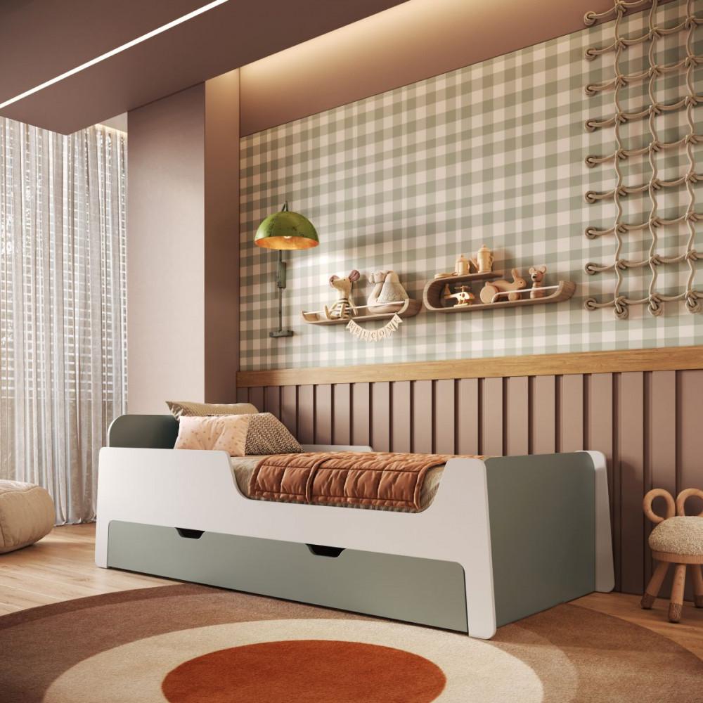 Cama Infantil  Solteiro Mick com Cama auxiliar em MDF Mobikasa - 1