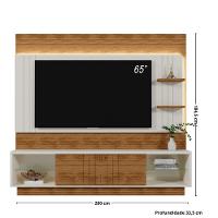 Painel Frisado para TV até 65 Polegadas com LED 2 Portas de Correr Guaiba Mobler - 4