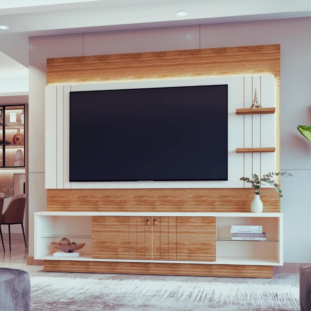 Painel Frisado para TV até 65 Polegadas com LED 2 Portas de Correr Guaiba Mobler - 1