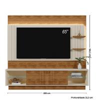 Painel Frisado para TV até 65 Polegadas com LED 2 Portas de Correr Guaiba Mobler - 4