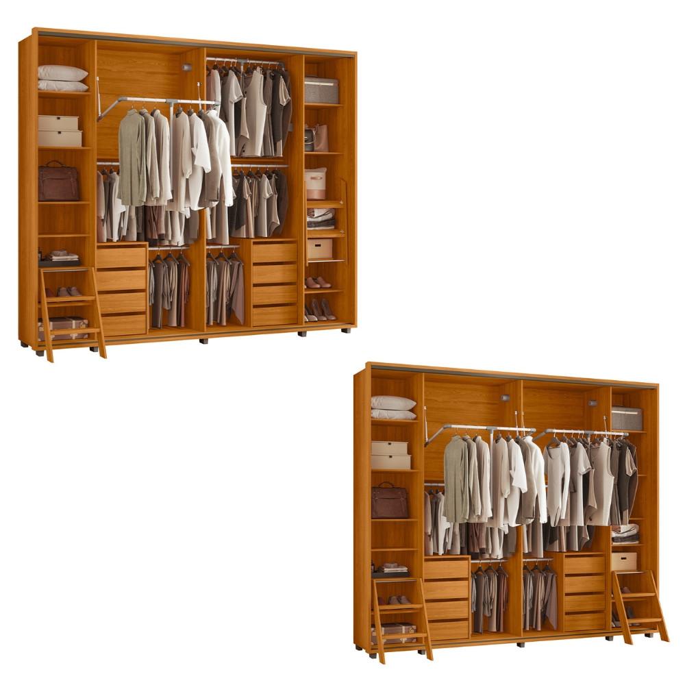 Guarda Roupa Casal Ripado em MDF com Espelhos 2 Portas de Correr e Pés Dali Madetec - 3