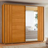 Guarda Roupa Casal Ripado em MDF com Espelhos 2 Portas de Correr e Pés Dali Madetec - 1