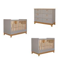 Quarto Bebê Gêmeos com 2 Berços Mini Cama e Cômoda 6 Gavetas Liza Permobili - 2