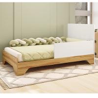 Quarto de Bebê com 2 Berço Mini Cama Cômoda 1 Portas 3 Gavetas com Janela Popy Retrô Peroba - 6