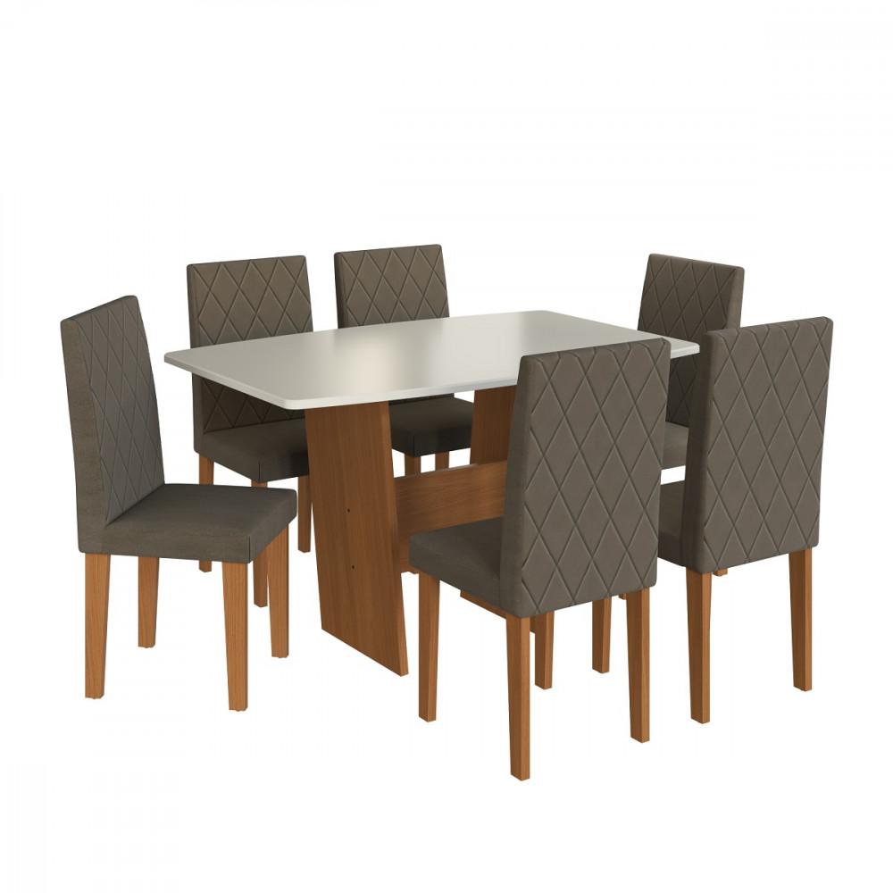 Conjunto Sala de Jantar Mesa Pequim e 6 Cadeiras Belize Indekes - 2
