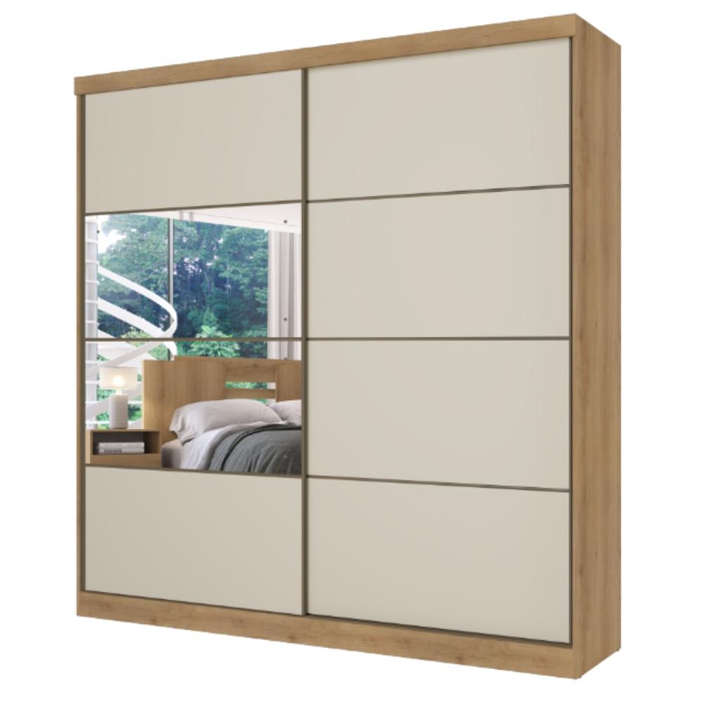 Guarda Roupa Casal com Espelho 2 Portas de Correr em MDF Málaga GlassTHB - 2