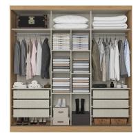 Guarda Roupa Casal com Espelho 2 Portas de Correr em MDF Málaga GlassTHB - 3