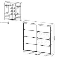 Guarda Roupa Casal com Espelho 2 Portas de Correr em MDF Málaga GlassTHB - 4