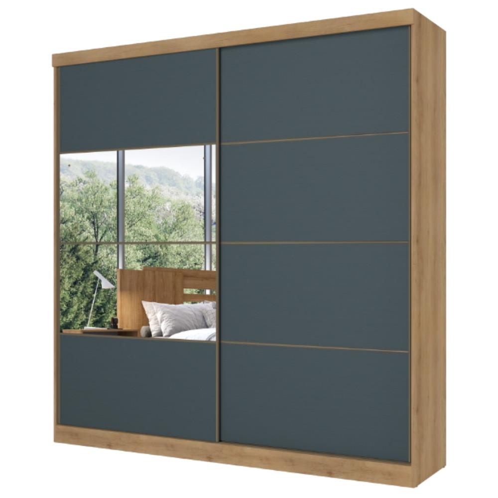 Guarda Roupa Casal com Espelho 2 Portas de Correr em MDF Málaga GlassTHB - 2