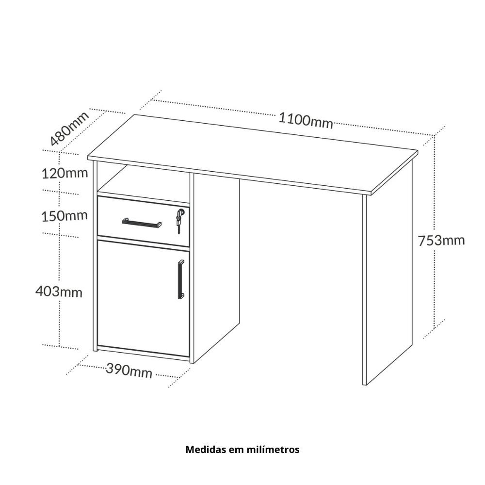 Escrivaninha 1 Porta 1 Gaveta Hall Artany - 4
