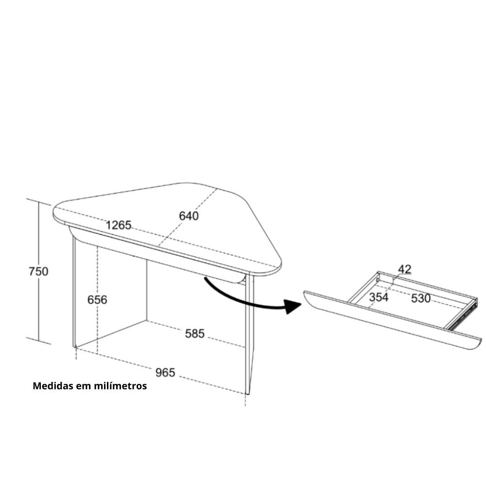Escrivaninha de Canto 1 Gaveta Trend Artany - 4