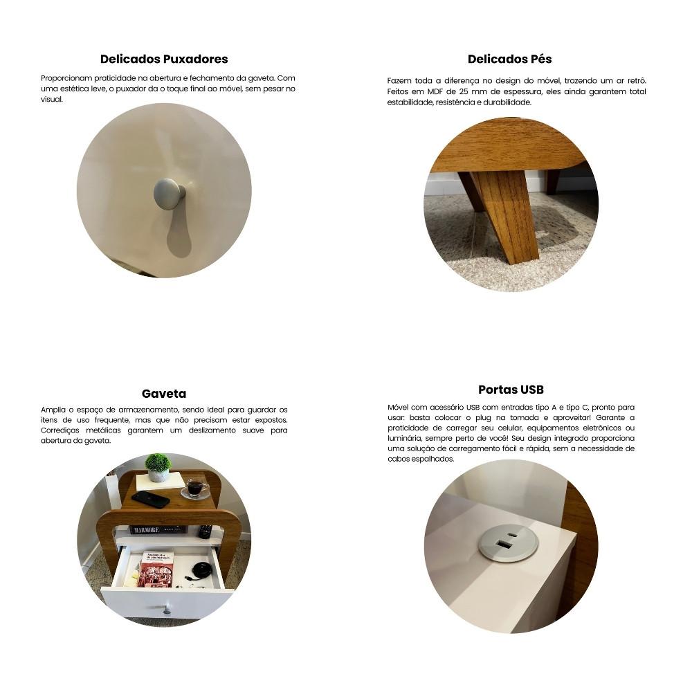 Mesa de Apoio 1 Gaveta com USB Théo Artely - 5