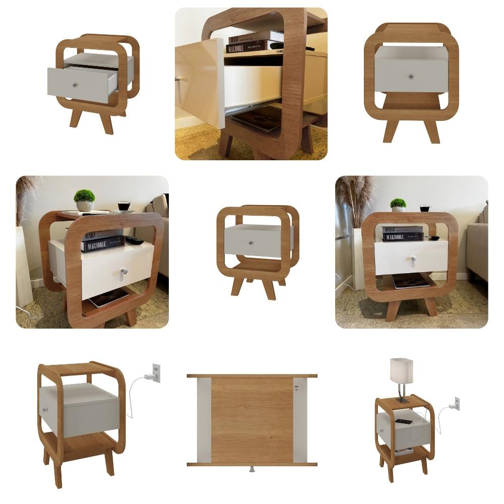 Mesa de Apoio 1 Gaveta com USB Théo Artely - 6