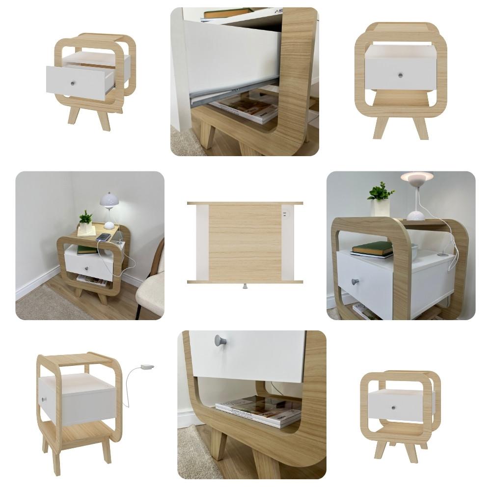 Mesa de Apoio 1 Gaveta com USB Théo Artely - 6