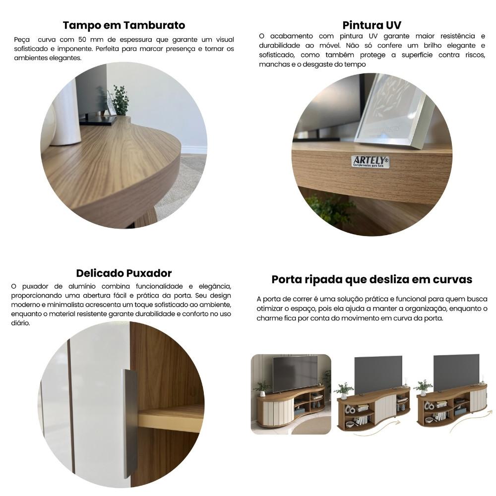 Rack Ripado Flex para TV até 75 Polegadas 1 Porta de Correr com Pés Magnum Artely - 7