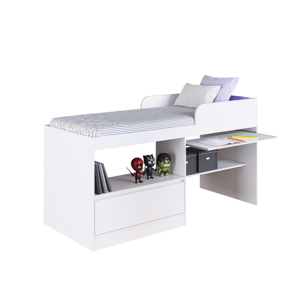 Cama Infantil Alta Multifuncional com Escrivaninha 1 Porta Jacarta Art in Móveis - 3