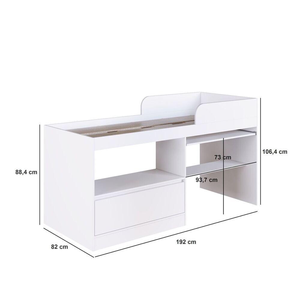 Cama Infantil Alta Multifuncional com Escrivaninha 1 Porta Jacarta Art in Móveis - 4