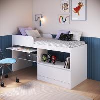 Cama Infantil Alta Multifuncional com Escrivaninha 1 Porta Jacarta Art in Móveis - 1