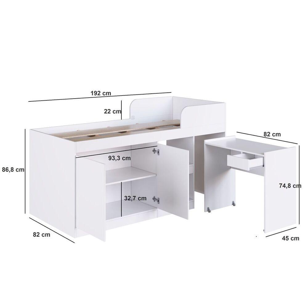 Cama Infantil Alta Multifuncional com Escrivaninha 2 Porta 1 Gaveta Jamaica Art in Móveis - 4