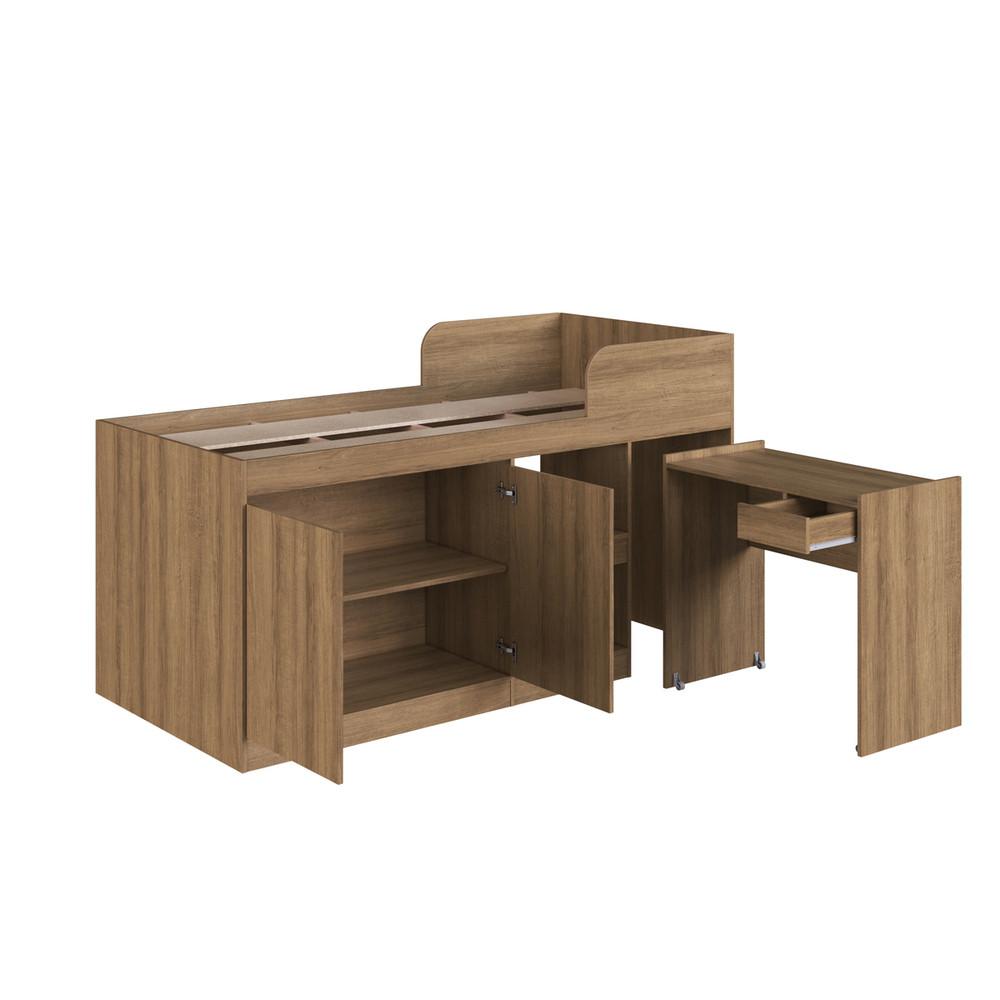 Cama Infantil Alta Multifuncional com Escrivaninha 2 Porta 1 Gaveta Jamaica Art in Móveis - 3