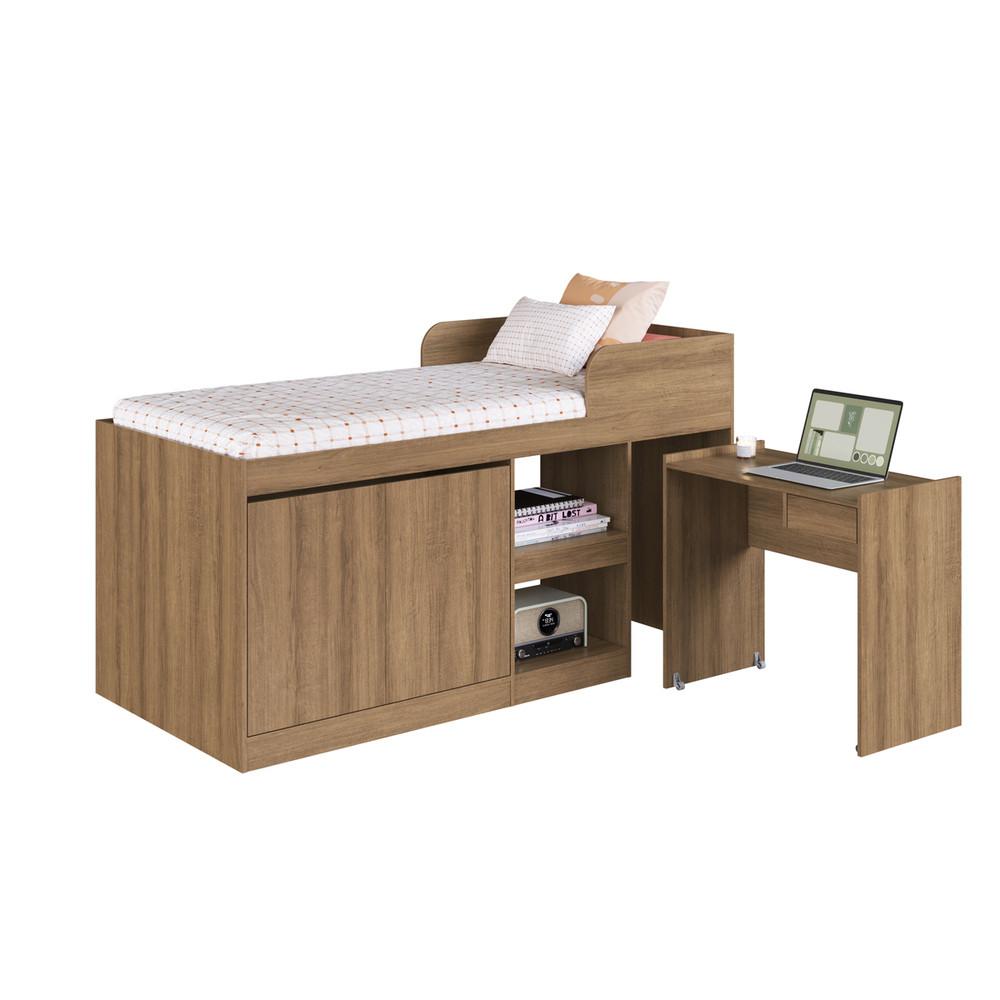 Cama Infantil Alta Multifuncional com Escrivaninha 2 Porta 1 Gaveta Jamaica Art in Móveis - 5
