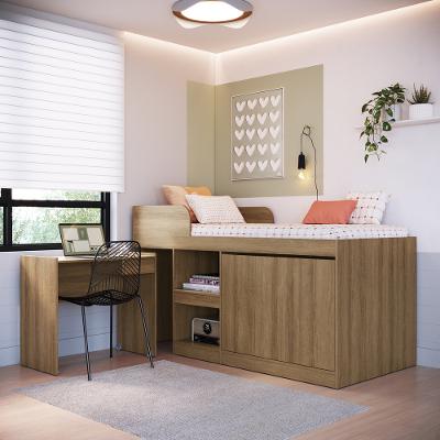 Cama Infantil Alta Multifuncional com Escrivaninha 2 Porta 1 Gaveta Jamaica Art in Móveis