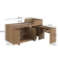 Cama Infantil Alta Multifuncional com Escrivaninha 2 Porta 1 Gaveta Jamaica Art in Móveis