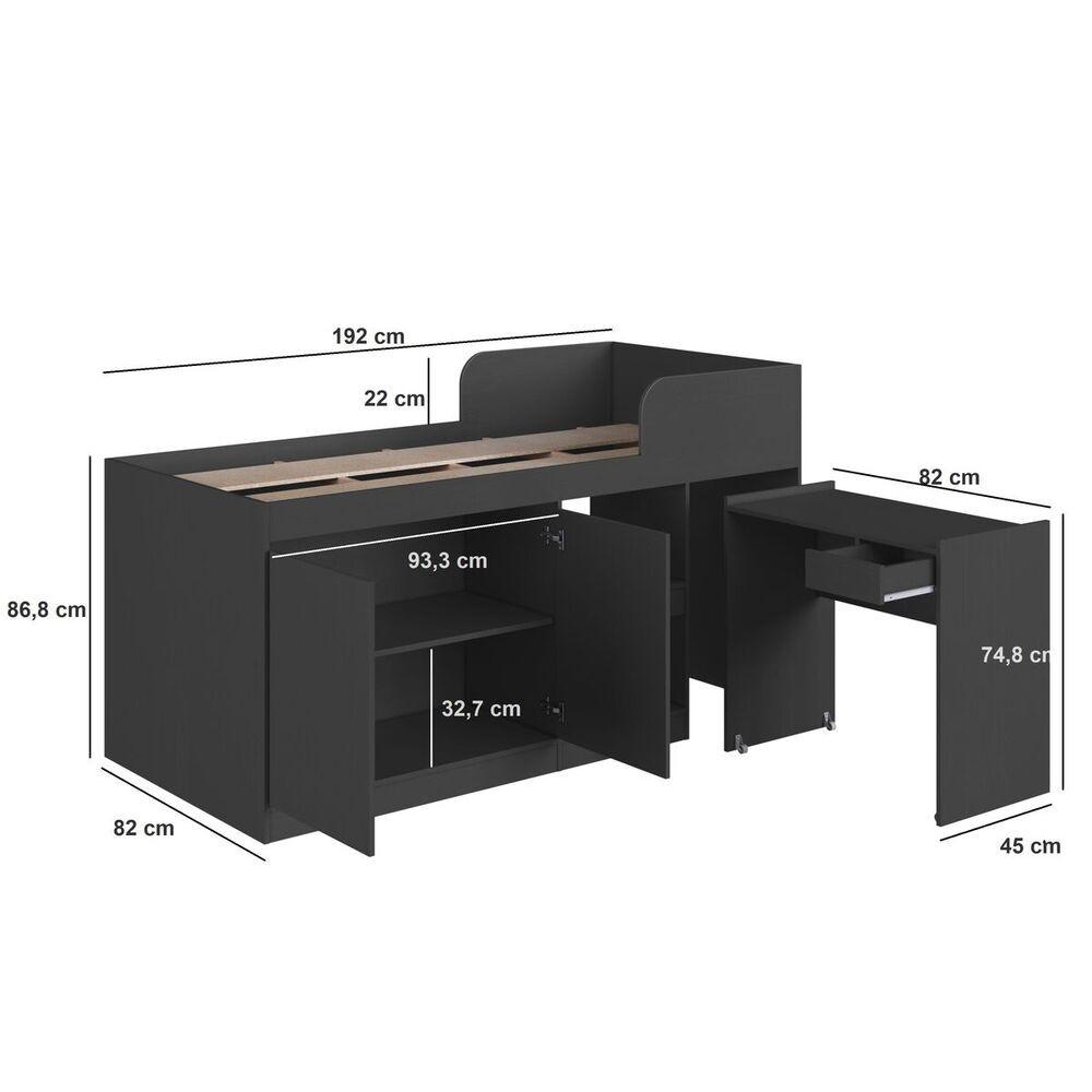 Cama Infantil Alta Multifuncional com Escrivaninha 2 Porta 1 Gaveta Jamaica Art in Móveis - 4
