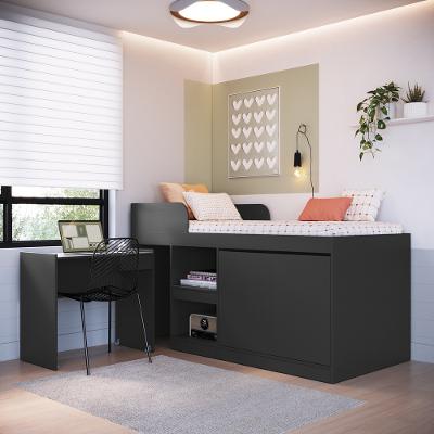 Cama Infantil Alta Multifuncional com Escrivaninha 2 Porta 1 Gaveta Jamaica Art in Móveis
