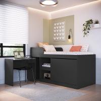 Cama Infantil Alta Multifuncional com Escrivaninha 2 Porta 1 Gaveta Jamaica Art in Móveis - 1