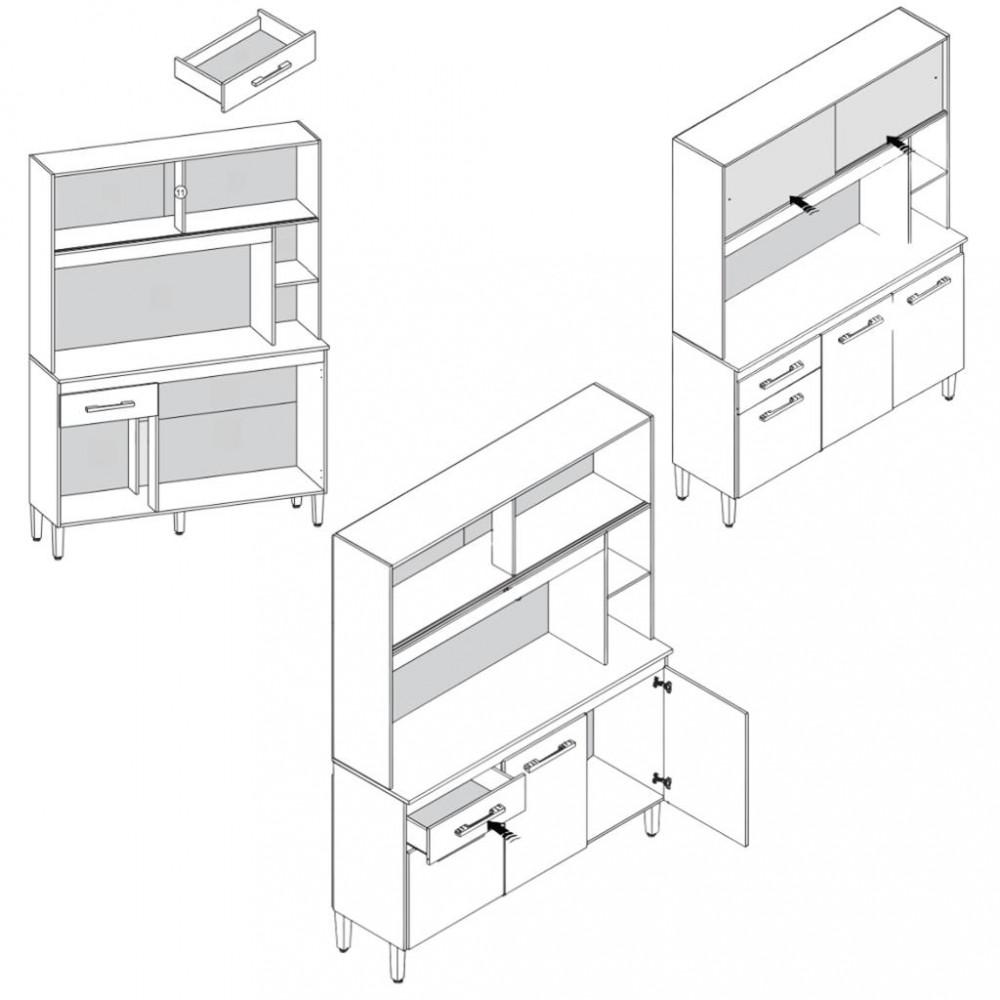 Cozinha Compacta 5 Portas 1 Gaveta com Tampo Ceara Atualle - 6