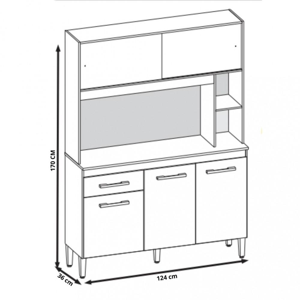 Cozinha Compacta 5 Portas 1 Gaveta com Tampo Ceara Atualle - 7