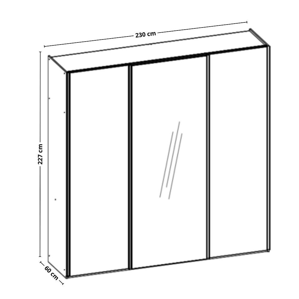 Guarda Roupa Casal com Espelho 3 Portas de Correr em MDF Style Belmax - 4