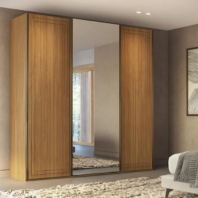 Guarda Roupa Casal com Espelho 3 Portas de Correr em MDF Style Belmax
