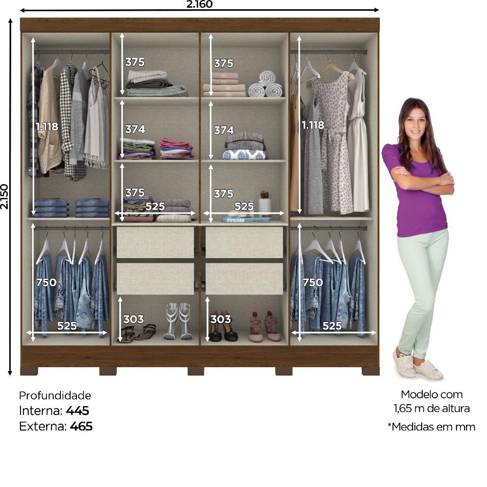 Guarda Roupa Casal 8 Portas 4 Gavetas B51 Briz - 4