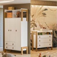 Quarto de Bebê  Guarda-Roupa 3 portas 2 Gavetas e Cômoda 3 Gavetas Fantasia Qmovi - 1