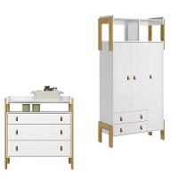 Quarto de Bebê  Guarda-Roupa 3 portas 2 Gavetas e Cômoda 3 Gavetas Fantasia Qmovi - 2