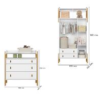 Quarto de Bebê  Guarda-Roupa 3 portas 2 Gavetas e Cômoda 3 Gavetas Fantasia Qmovi - 4