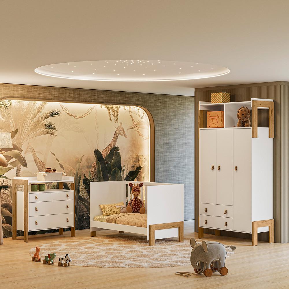 Quarto de Bebê Completo Berço mini cama Guarda-Roupa Cômoda Fantasia Qmovi e Colchão Gazin - 6