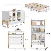 Quarto de Bebê Completo Berço mini cama Guarda-Roupa Cômoda Fantasia Qmovi e Colchão Gazin