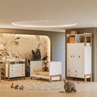 Quarto de Bebê Completo Berço mini cama Guarda-Roupa Cômoda Fantasia Qmovi e Colchão Gazin - 6