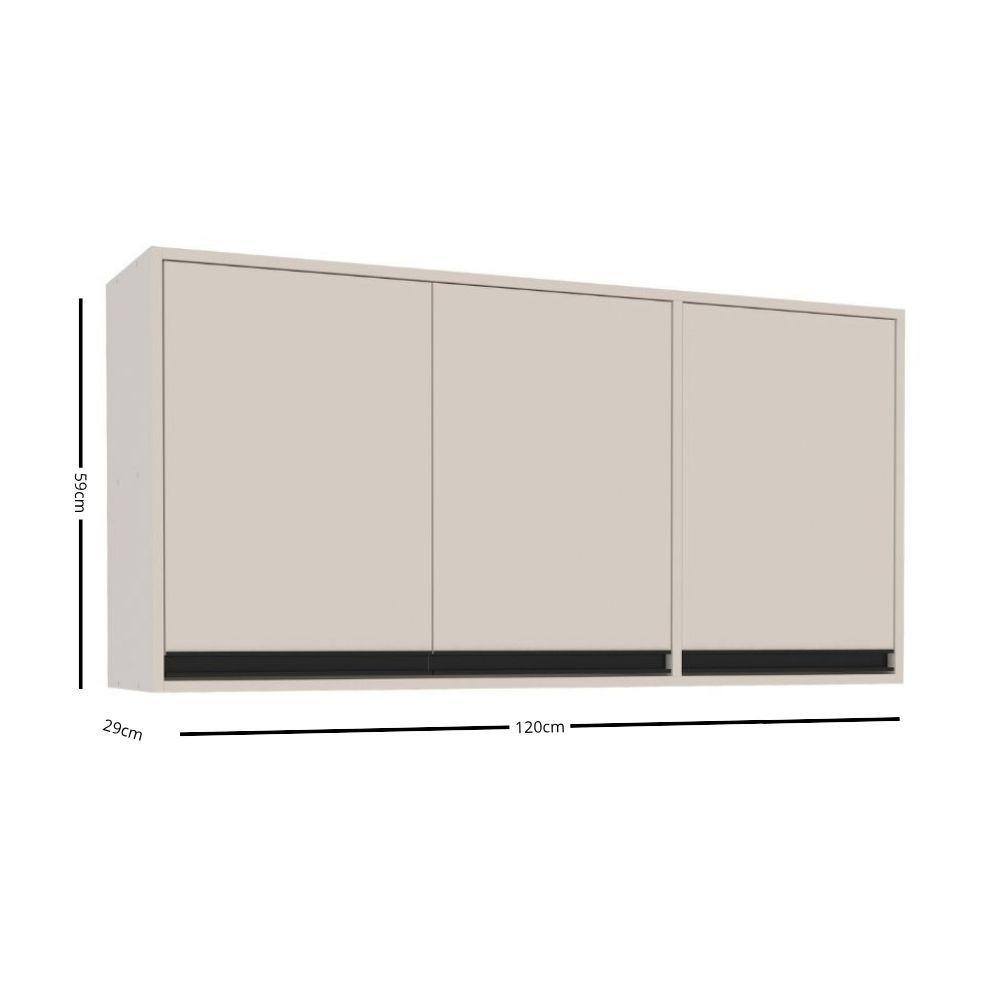 Armário Aéreo 3 Portas 120cm Koya Politorno Móveis - 3