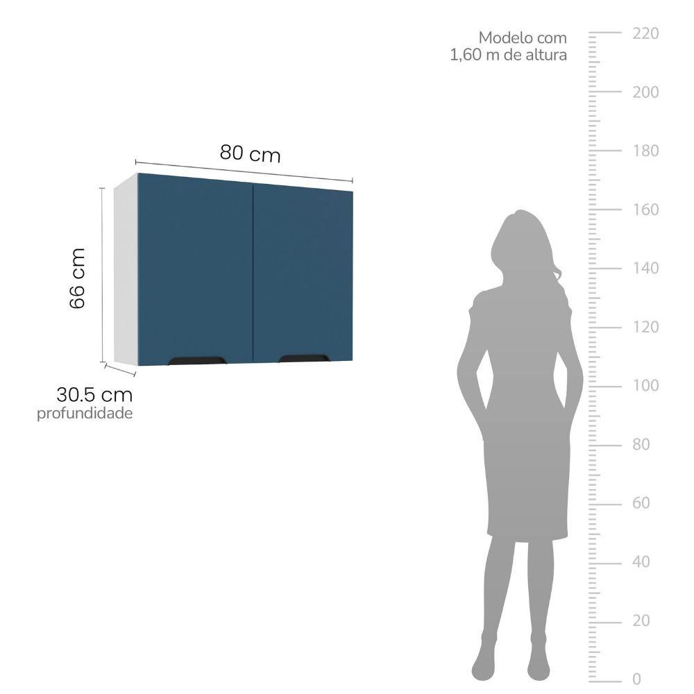 Armário Aéreo 2 Portas 80cm Meena Politorno Móveis - 3