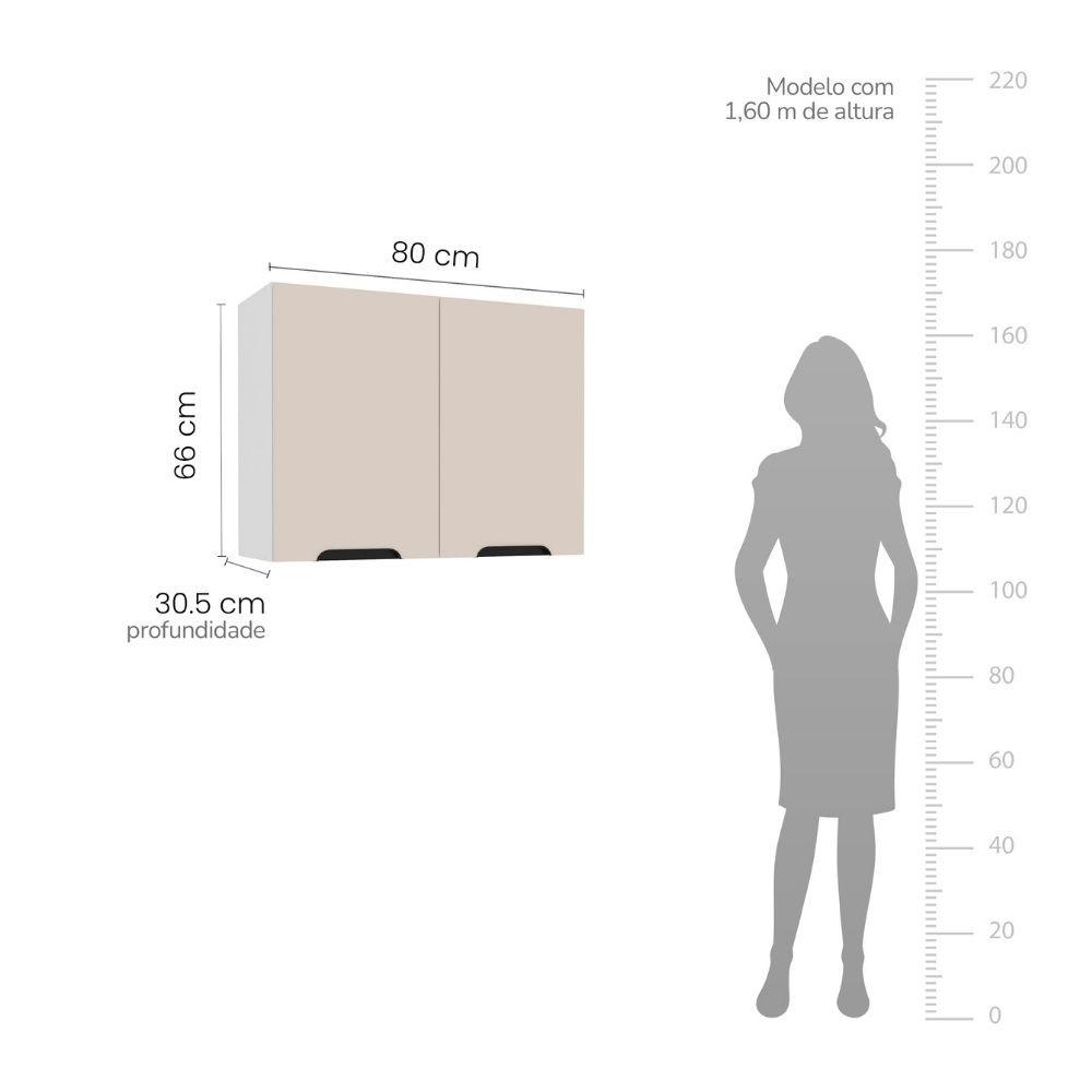 Armário Aéreo 2 Portas 80cm Meena Politorno Móveis - 3
