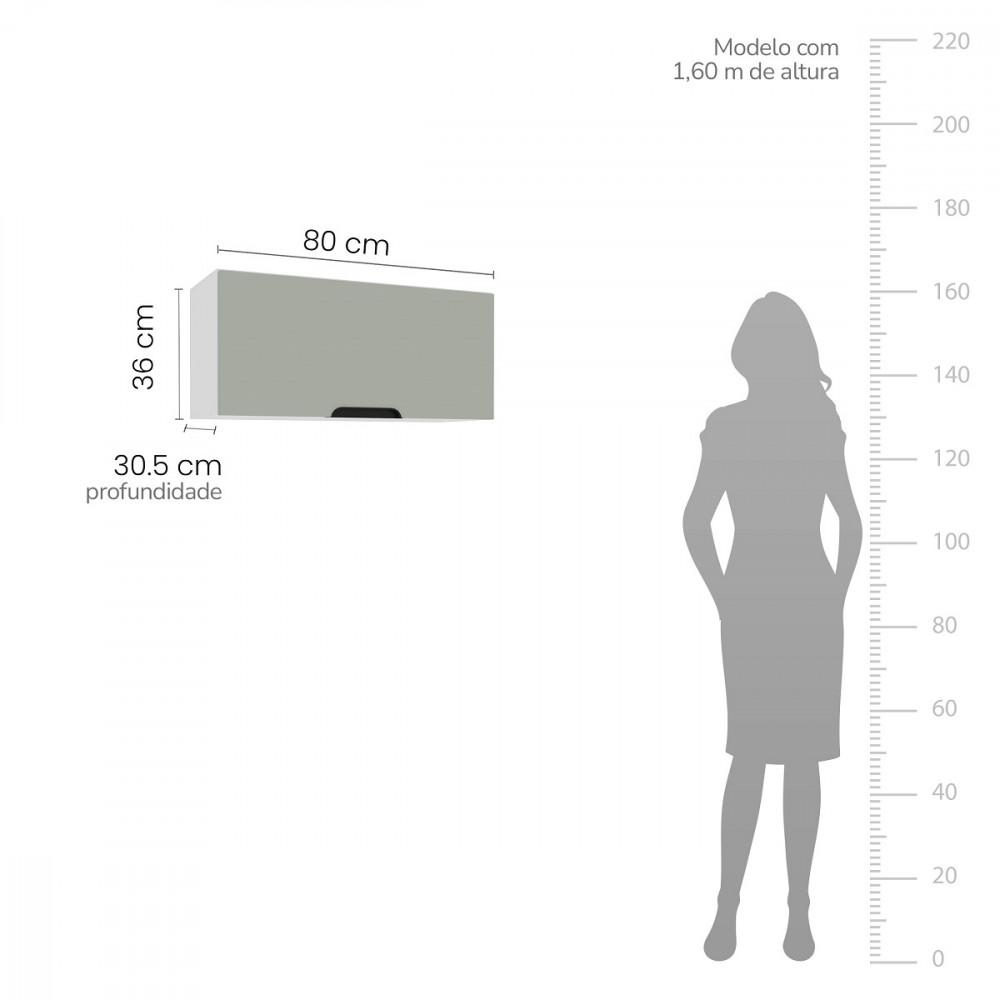 Armário Aéreo 1 Porta 80cm Meena Politorno Móveis - 3